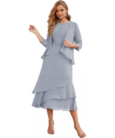 Mother of The Bride Dress - Elegant Chiffon A-Line Two Piece Dress for Formal Occasion Powder Blue $44.55 Dresses