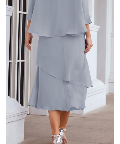 Mother of The Bride Dress - Elegant Chiffon A-Line Two Piece Dress for Formal Occasion Powder Blue $44.55 Dresses