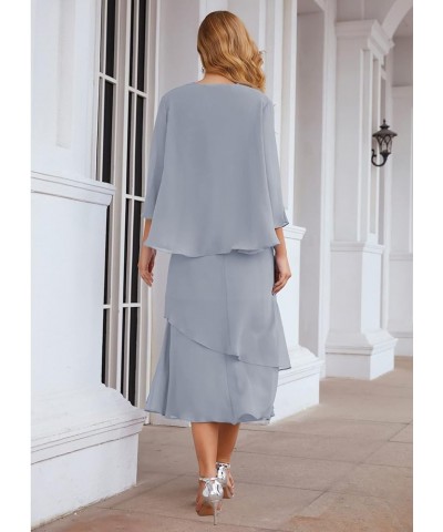 Mother of The Bride Dress - Elegant Chiffon A-Line Two Piece Dress for Formal Occasion Powder Blue $44.55 Dresses