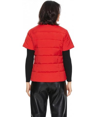 Women's Warm Insulated Vest Lightweight Stand Collar Cap Sleeve Jacket Zip up Gilet with Pockets Red $30.55 Jackets