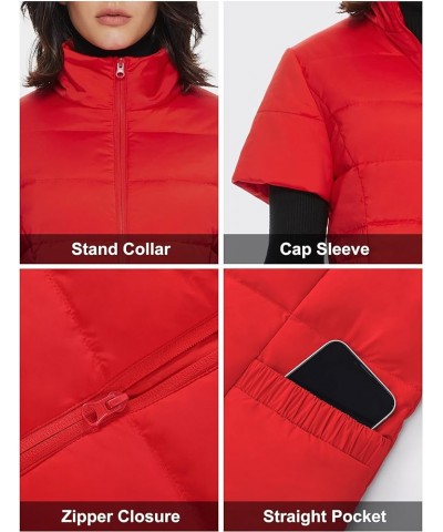 Women's Warm Insulated Vest Lightweight Stand Collar Cap Sleeve Jacket Zip up Gilet with Pockets Red $30.55 Jackets