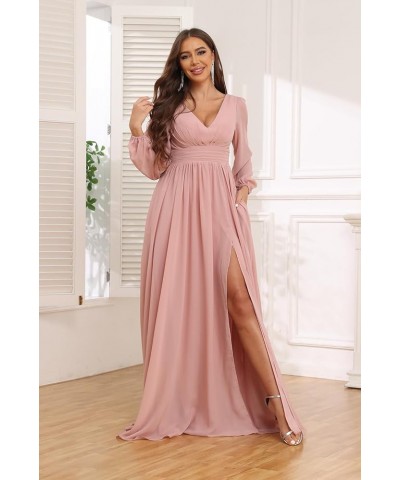 Puffy Long Sleeve Prom Dresses for Women Ball Gown with Slit V Neck Evening Gowns with Pockets YG253 Grey $32.99 Dresses