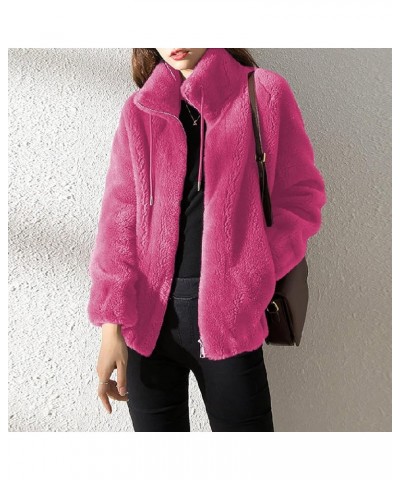 Womens Fleece Sherpa Jacket Winter Warm Fuzzy Jackets Hooded Zip up Jacket Color Block Teddy Outwear Coat with Pocket 01 Hot ...