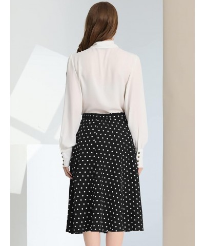 Women's Valentine's Day Retro Polka Dots Elastic Waist Vintage A-Line Midi Skirt Black-dots $14.96 Skirts