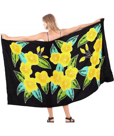 Women's Swim Wrap Summer Cover-Up Sarong Swimwear Pareo Vacation Long Bikini Beach Swimsuit Cover Ups For Women Coal, Leaves ...