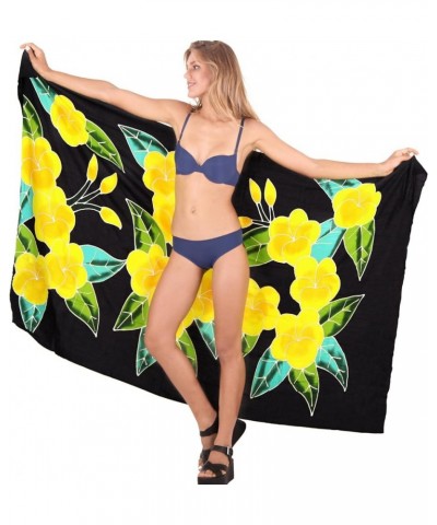 Women's Swim Wrap Summer Cover-Up Sarong Swimwear Pareo Vacation Long Bikini Beach Swimsuit Cover Ups For Women Coal, Leaves ...