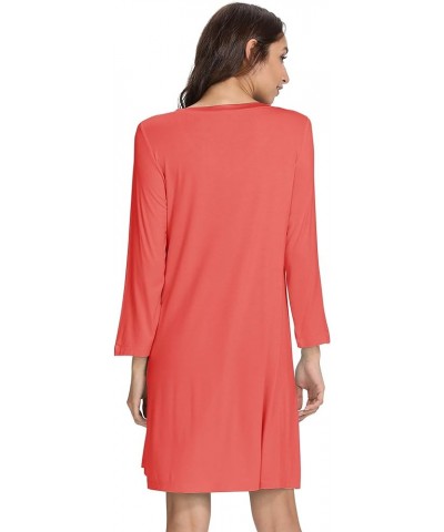 Nightgowns for Women Soft Long Sleeve Nightgown Plus Size Sleep Shirt Pajama Gown Viscose from Bamboo S-4X A-coral $22.54 Sle...