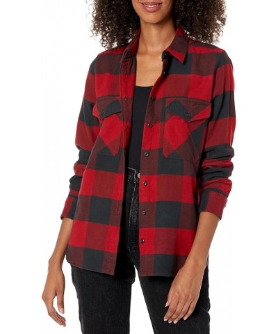 Women's Long Sleeve Madison Cotton Flannel Shirt Red/Black Buffalo Check $26.60 Blouses