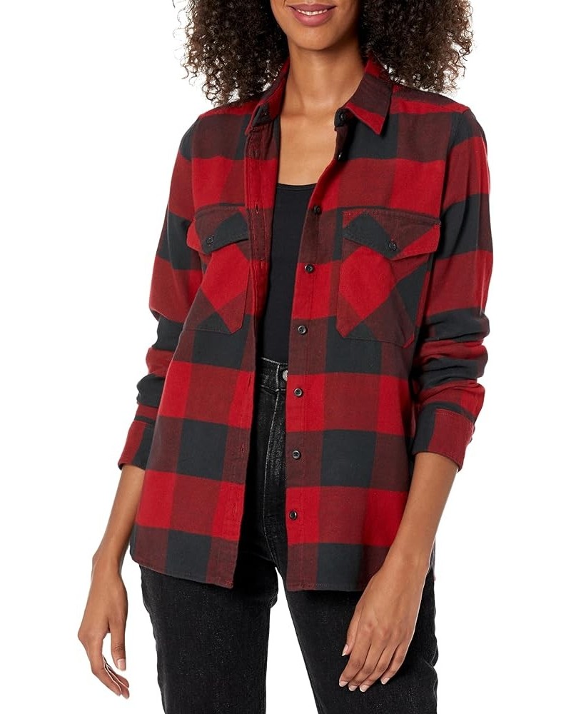 Women's Long Sleeve Madison Cotton Flannel Shirt Red/Black Buffalo Check $26.60 Blouses