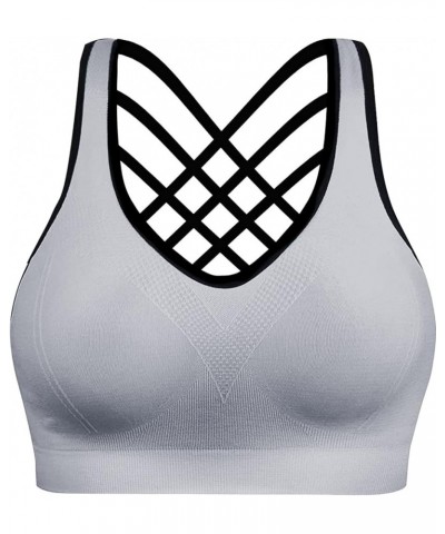 Women's Sports Bras High Impact Strappy Sports Bra Seamless Padded Sports Bra Yoga Bras Workout Bra Activewear Bra Lightgrey ...