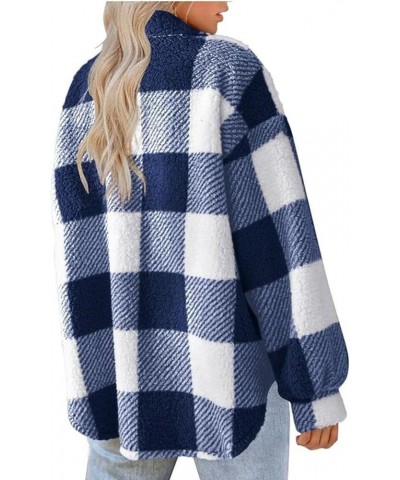 Women's Flannel Plaid Shacket Long Sleeve Single-Breasted Jacket Coats Lapel Fall Fashion Tops Blouse Trendy Outfits Blue $10...