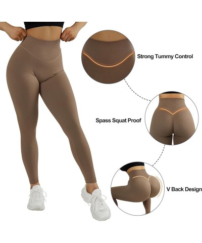 Seamless Butt Lifting Workout Leggings for Women High Waist Yoga Pants Compression Contour Tights B-dark Coffee (Strong Tummy...