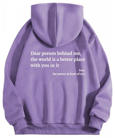 Dear Person Behind Me Hoodies for Women, Fleece Long Sleeve Print Hoodie Sweatshirts Drop Shoulder Pullover Fall Clothes 0105...