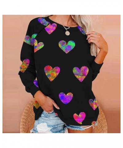 Valentines Day Gift Sweatshirt for Women Love Heart Graphic Long Sleeve Tunic Tops Crewneck Pullover Shirt Loose Blouses 2024...