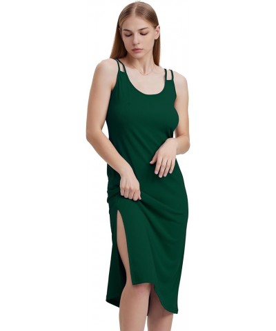 Women Casual Midi Slip Dress Sleeveless Spaghetti Strap Beach Cover Up Green $8.00 Swimsuits