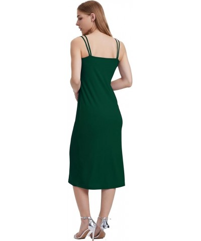 Women Casual Midi Slip Dress Sleeveless Spaghetti Strap Beach Cover Up Green $8.00 Swimsuits