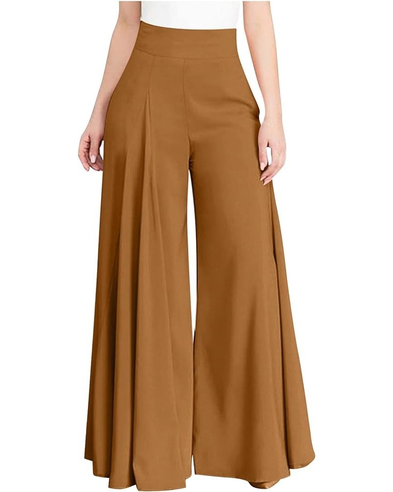 Dress Pants Women Trendy High Waisted Stretchy Flowy Palazzo Buttery Soft Work Office Trousers Fall Business Pants Brown 1 $7...