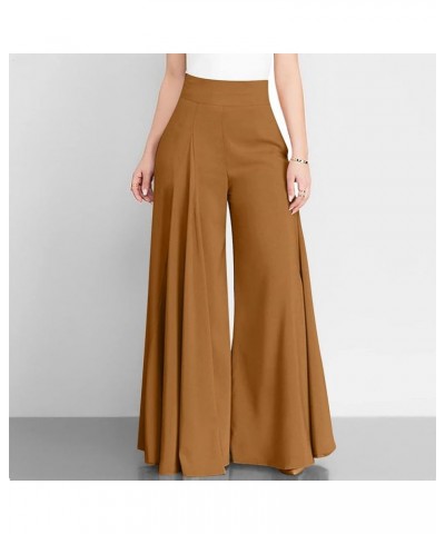 Dress Pants Women Trendy High Waisted Stretchy Flowy Palazzo Buttery Soft Work Office Trousers Fall Business Pants Brown 1 $7...