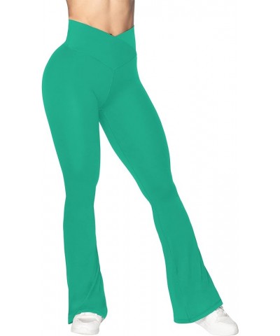 Flare Leggings, Crossover Yoga Pants with Tummy Control, High-Waisted and Wide Leg 30" Inseam Golf Green $18.35 Activewear