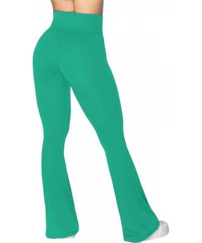 Flare Leggings, Crossover Yoga Pants with Tummy Control, High-Waisted and Wide Leg 30" Inseam Golf Green $18.35 Activewear