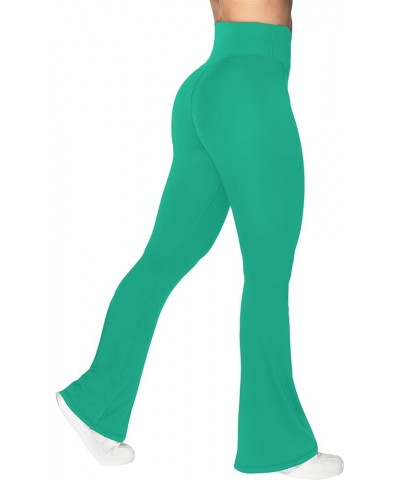 Flare Leggings, Crossover Yoga Pants with Tummy Control, High-Waisted and Wide Leg 30" Inseam Golf Green $18.35 Activewear