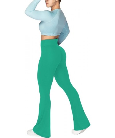 Flare Leggings, Crossover Yoga Pants with Tummy Control, High-Waisted and Wide Leg 30" Inseam Golf Green $18.35 Activewear