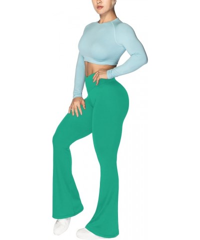 Flare Leggings, Crossover Yoga Pants with Tummy Control, High-Waisted and Wide Leg 30" Inseam Golf Green $18.35 Activewear