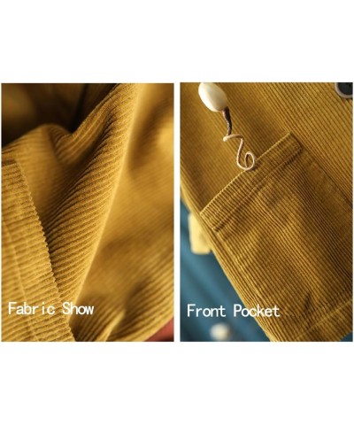 Women's Vintage Corduroy Long Sleeves Work Blazer Jacket Suit Yellow $19.76 Blazers