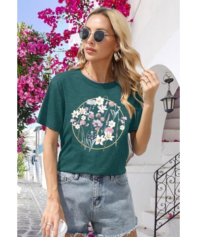 Sunflower Shirts for Women Flower Graphic Tees Wildflower Shirts Funny Love Heart Blessed T-Shirt Casual Cute Shirt Tops W01-...