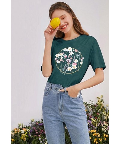 Sunflower Shirts for Women Flower Graphic Tees Wildflower Shirts Funny Love Heart Blessed T-Shirt Casual Cute Shirt Tops W01-...