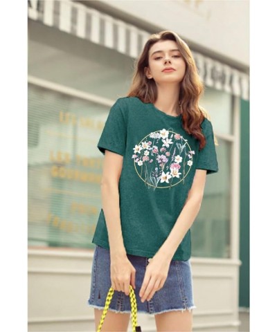 Sunflower Shirts for Women Flower Graphic Tees Wildflower Shirts Funny Love Heart Blessed T-Shirt Casual Cute Shirt Tops W01-...