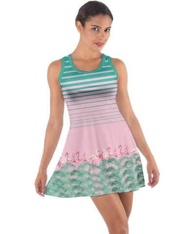 Womens Tank Dress Flamingo Summer Cotton Racerback Dress, XS-5XL Pink & Turquoise $16.73 Dresses