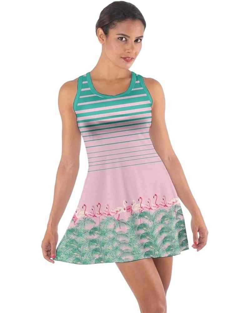 Womens Tank Dress Flamingo Summer Cotton Racerback Dress, XS-5XL Pink & Turquoise $16.73 Dresses