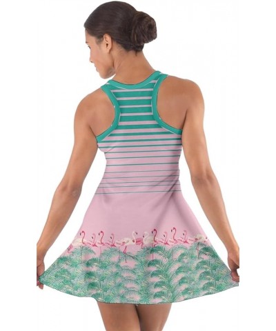 Womens Tank Dress Flamingo Summer Cotton Racerback Dress, XS-5XL Pink & Turquoise $16.73 Dresses