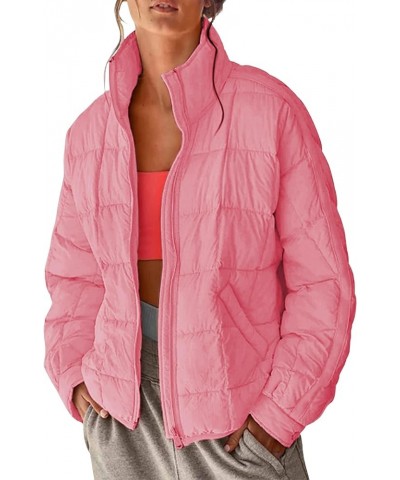 Womens Quilted Puffer Jacket Zip Up Lightweight Padded Coat Outwear Pink $23.92 Jackets