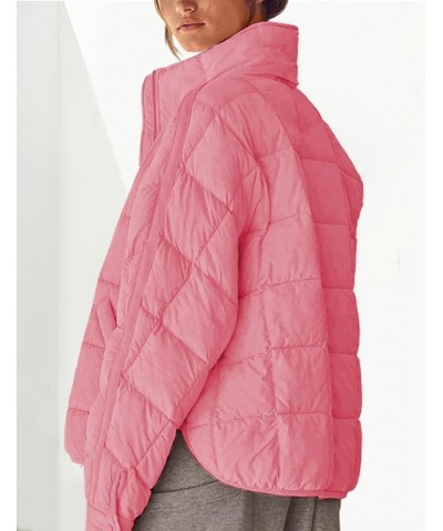 Womens Quilted Puffer Jacket Zip Up Lightweight Padded Coat Outwear Pink $23.92 Jackets