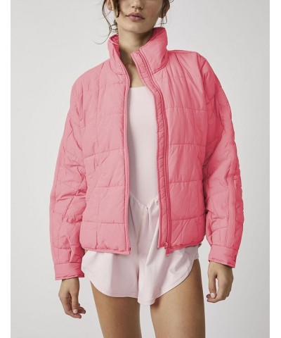 Womens Quilted Puffer Jacket Zip Up Lightweight Padded Coat Outwear Pink $23.92 Jackets