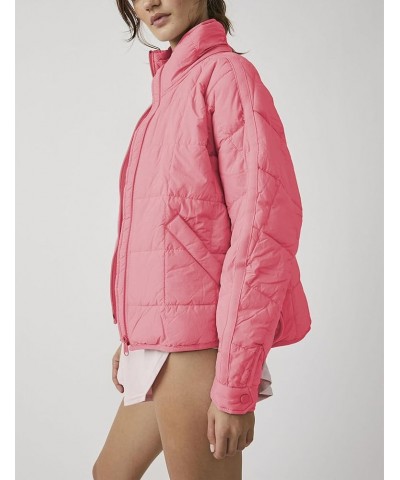 Womens Quilted Puffer Jacket Zip Up Lightweight Padded Coat Outwear Pink $23.92 Jackets