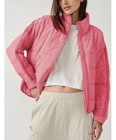 Womens Quilted Puffer Jacket Zip Up Lightweight Padded Coat Outwear Pink $23.92 Jackets