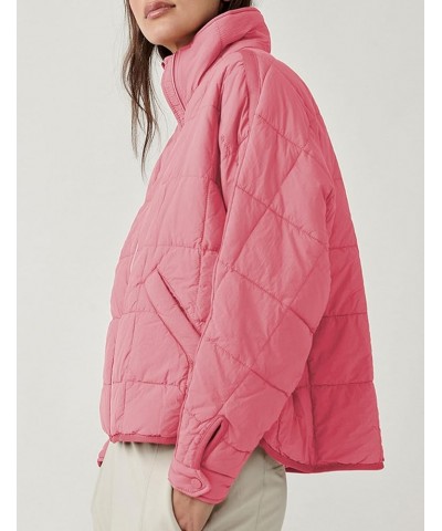 Womens Quilted Puffer Jacket Zip Up Lightweight Padded Coat Outwear Pink $23.92 Jackets