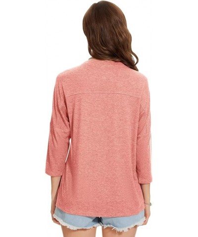 Women's Casual 3/4 Sleeve T-Shirts Loose Tunic Tops Round Neck Cute Basic Tee Shirts D-peach $12.50 Tops