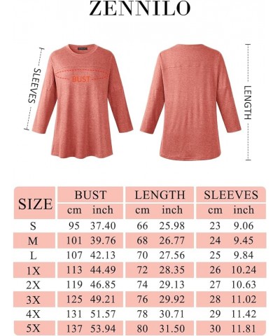 Women's Casual 3/4 Sleeve T-Shirts Loose Tunic Tops Round Neck Cute Basic Tee Shirts D-peach $12.50 Tops