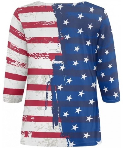 3/4 Length Sleeve Tops for Women Casual Shirts Loose Fit Three Quarter Length Sleeve Blouse Plus Size S-2XL American Flag $12...