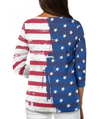 3/4 Length Sleeve Tops for Women Casual Shirts Loose Fit Three Quarter Length Sleeve Blouse Plus Size S-2XL American Flag $12...