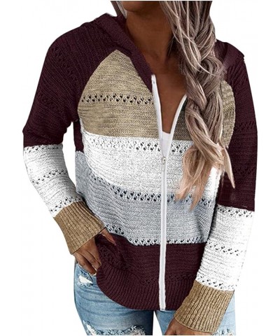 Women'S Lightweight Knit Hoodie, Classy Basketball Winter Hoodies for Womens Plus Size Long-Sleeved Zip Blouses 03-wine $8.40...