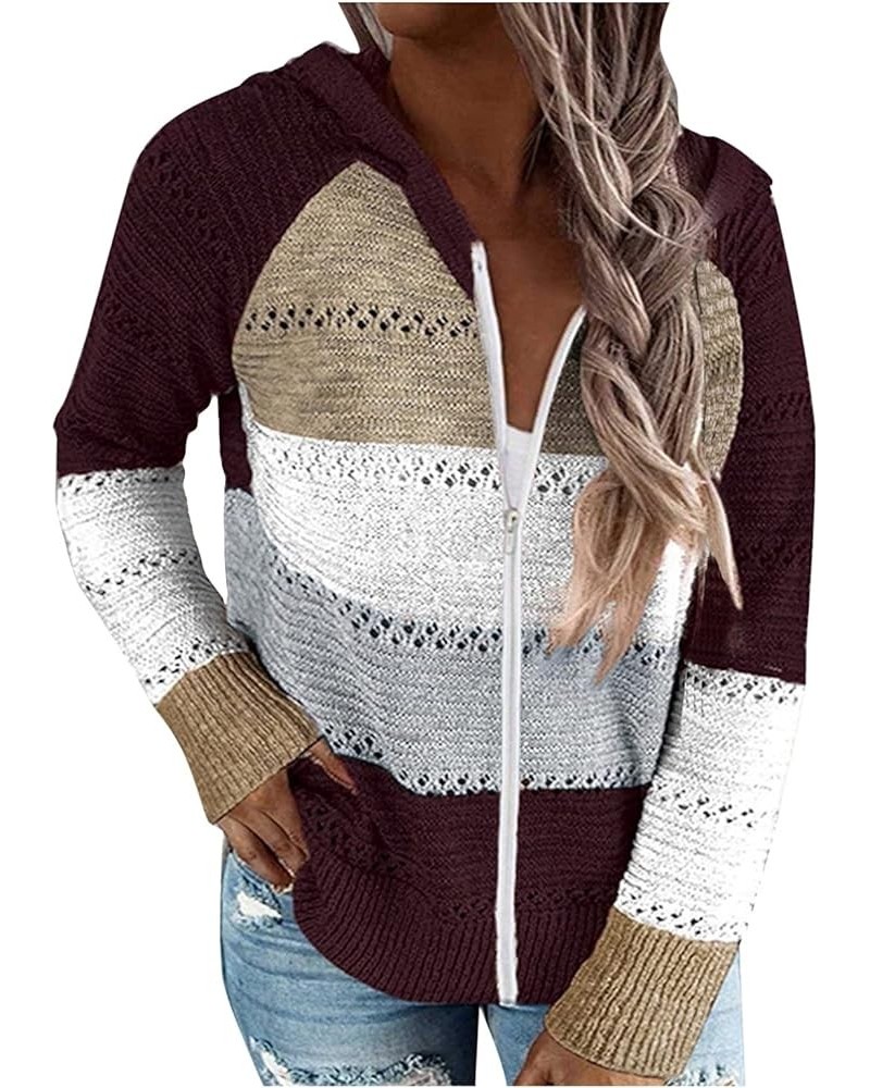 Women'S Lightweight Knit Hoodie, Classy Basketball Winter Hoodies for Womens Plus Size Long-Sleeved Zip Blouses 03-wine $8.40...