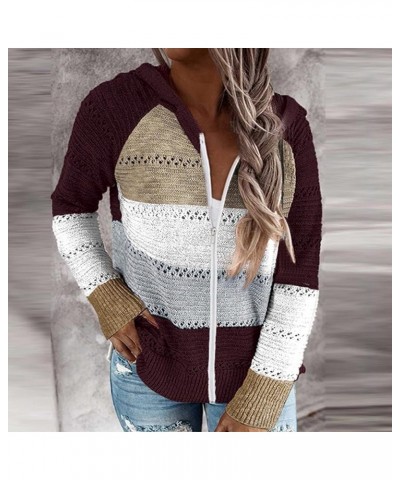 Women'S Lightweight Knit Hoodie, Classy Basketball Winter Hoodies for Womens Plus Size Long-Sleeved Zip Blouses 03-wine $8.40...