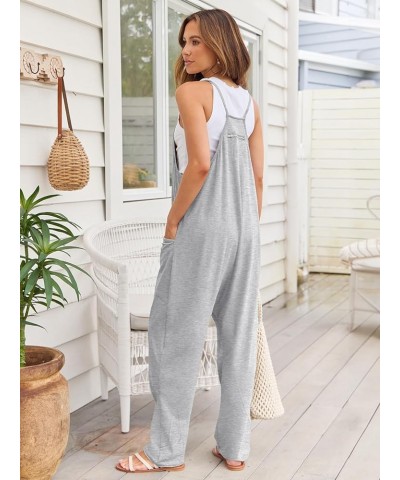 Jumpsuits for Women Casual Summer Rompers Sleeveless Loose Spaghetti Strap Baggy Overalls Jumpers with Pockets 2024 Gray $14....