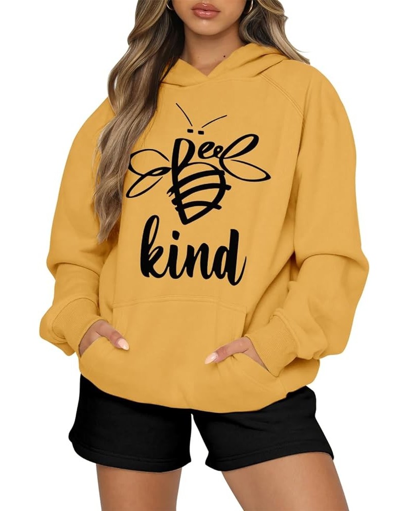 Women Long Sleeve Sweatshirt Kangaroo Pocket Solid Basic Top F-yellow $12.18 Hoodies & Sweatshirts