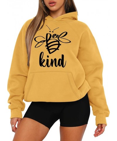 Women Long Sleeve Sweatshirt Kangaroo Pocket Solid Basic Top F-yellow $12.18 Hoodies & Sweatshirts